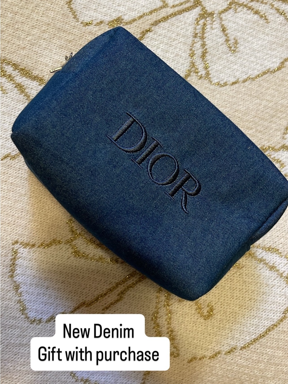 Dior Denim Pouch - Navy Blue